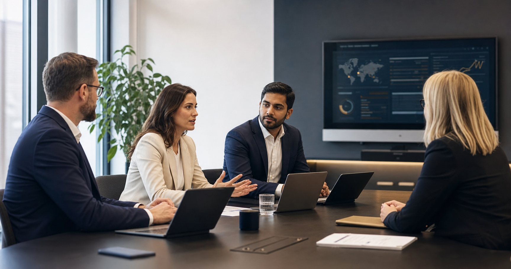 Compliance consultants in a client meeting